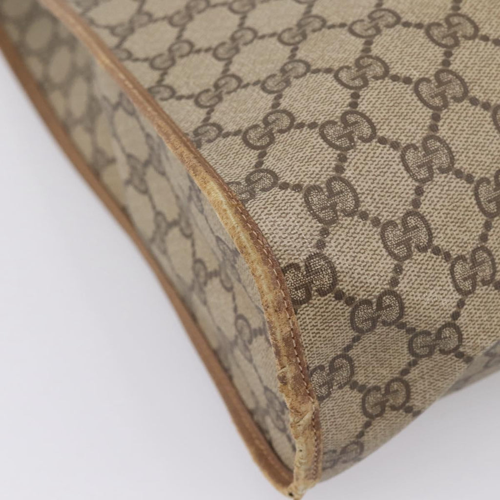 GUCCI GG Supreme Tote Bag PVC Beige Gold Tone 40 02 998 Auth 209148