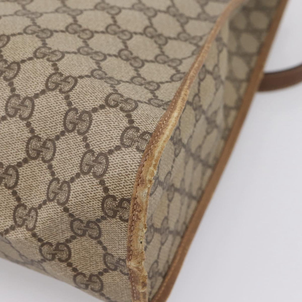 GUCCI GG Supreme Tote Bag PVC Beige Gold Tone 40 02 998 Auth 209148