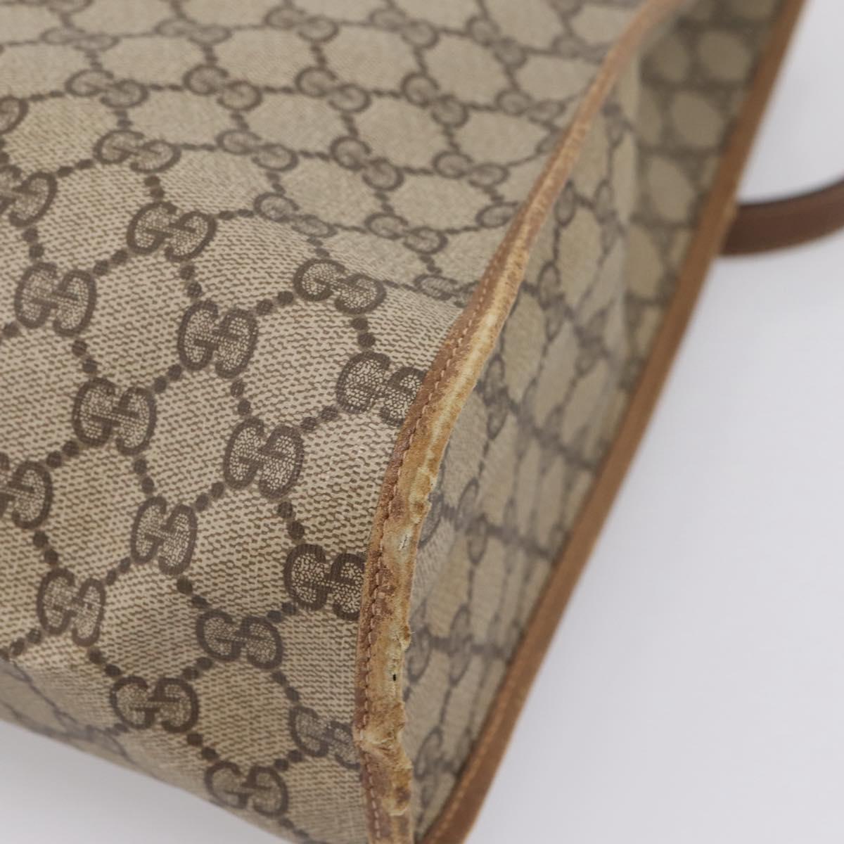 GUCCI GG Supreme Tote Bag PVC Beige Gold Tone 40 02 998 Auth 209148