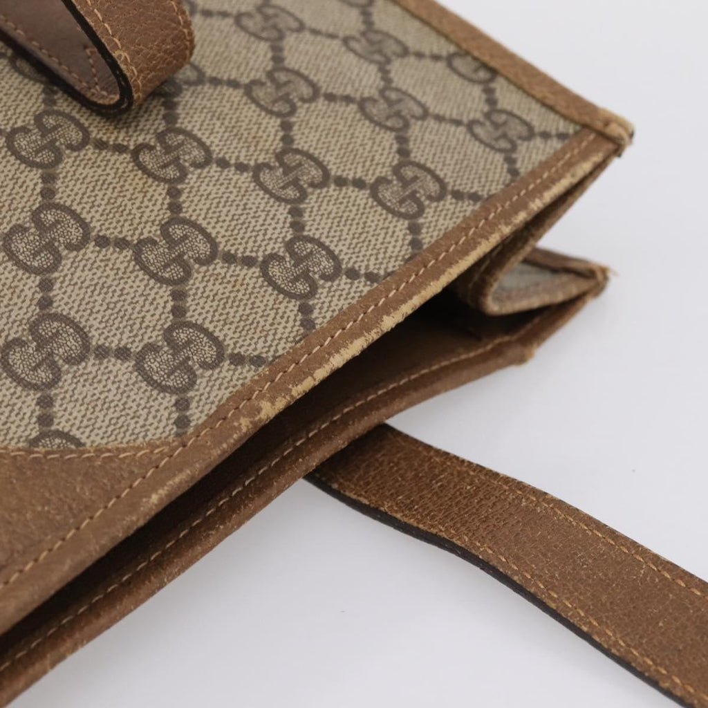 GUCCI GG Supreme Tote Bag PVC Beige Gold Tone 40 02 998 Auth 209148