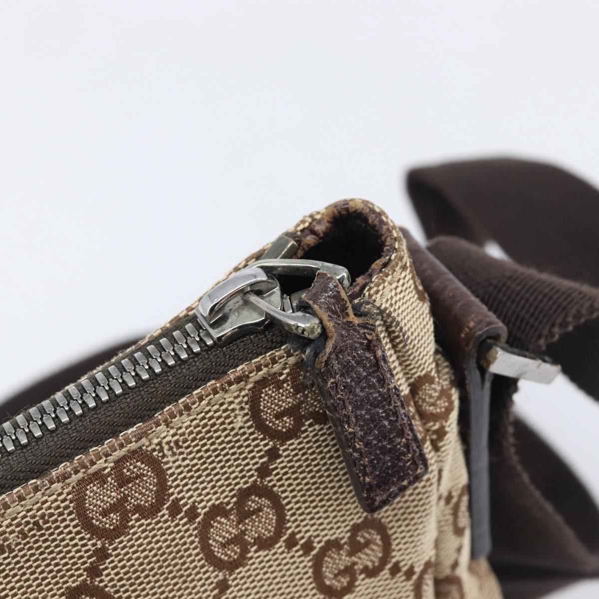 GUCCI GG Canvas Shoulder Bag Beige Silver 114273 Auth 209149