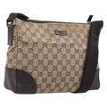 GUCCI GG Canvas Shoulder Bag Beige Silver 114273 Auth 209149