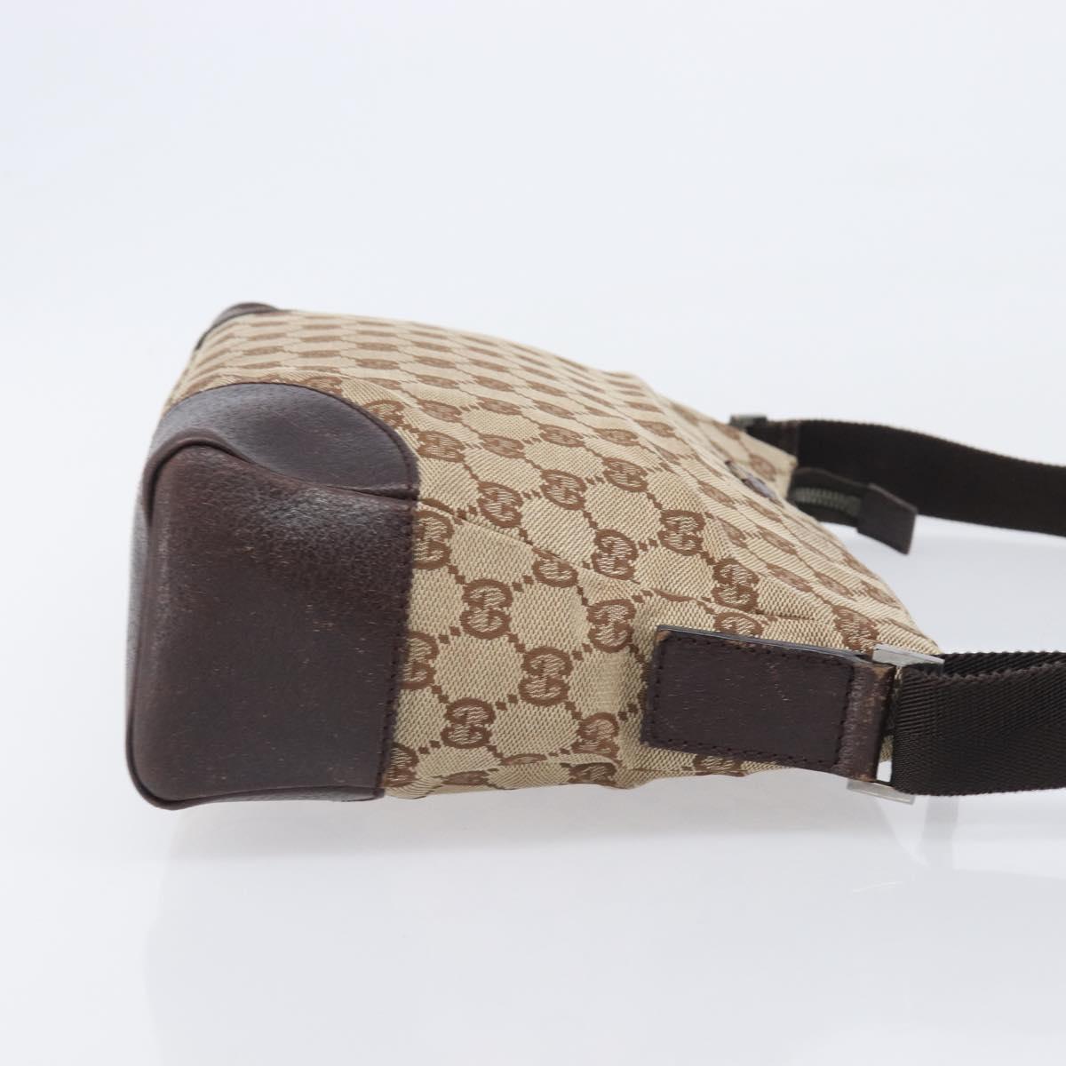 GUCCI GG Canvas Shoulder Bag Beige Silver 114273 Auth 209149