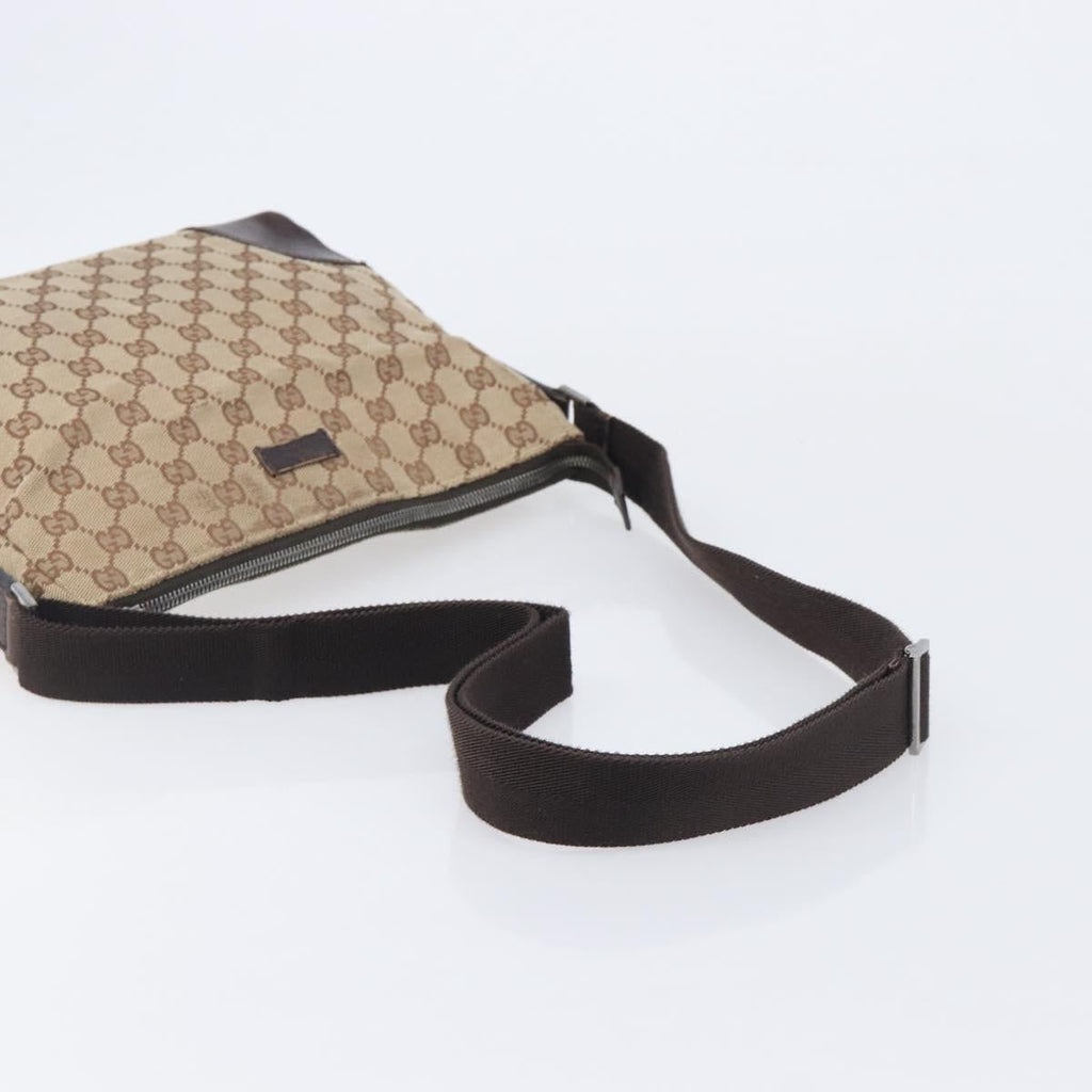 GUCCI GG Canvas Shoulder Bag Beige Silver 114273 Auth 209149