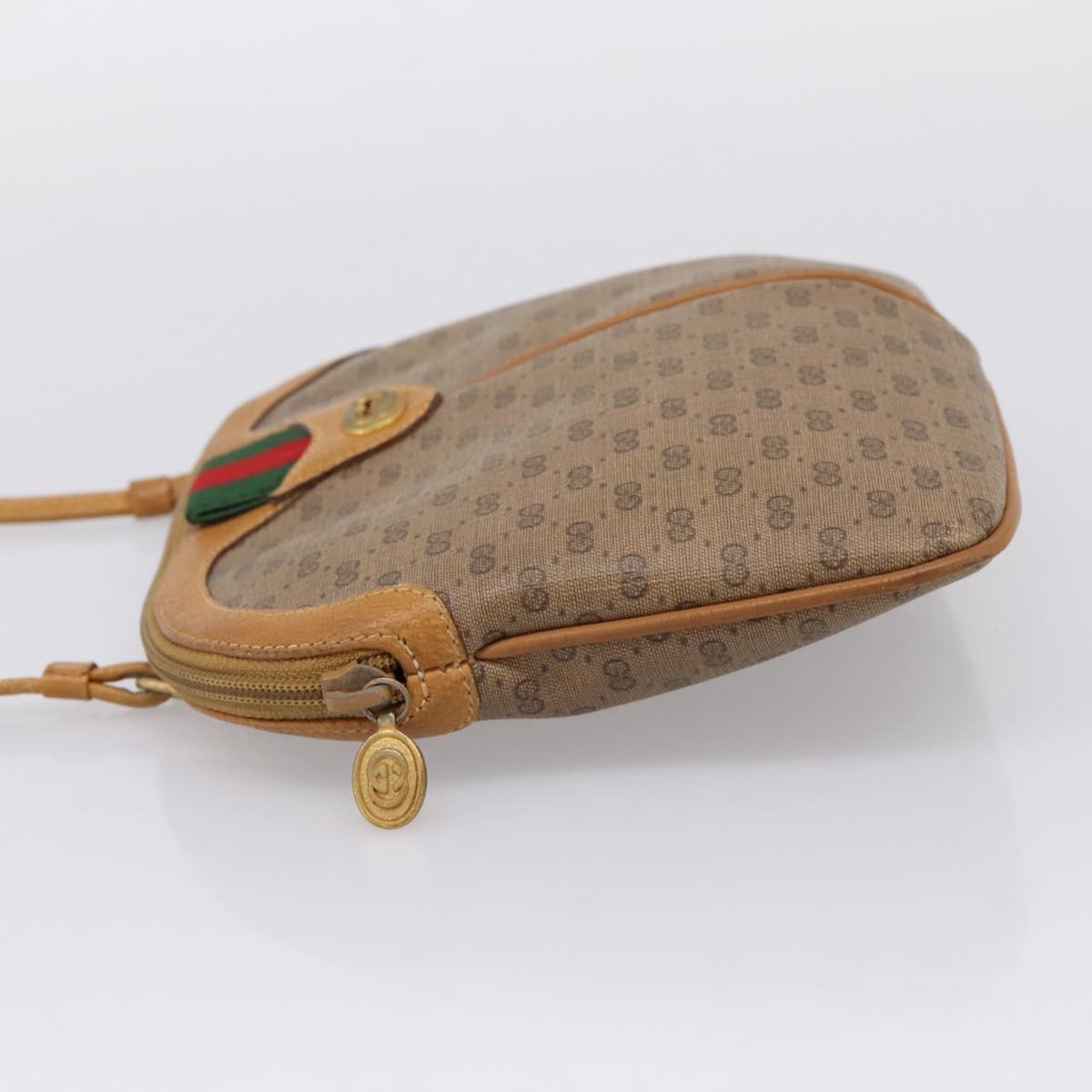 GUCCI Micro GG Web Sherry Line Shoulder Bag PVC Brown 904 02 047 Auth 209155