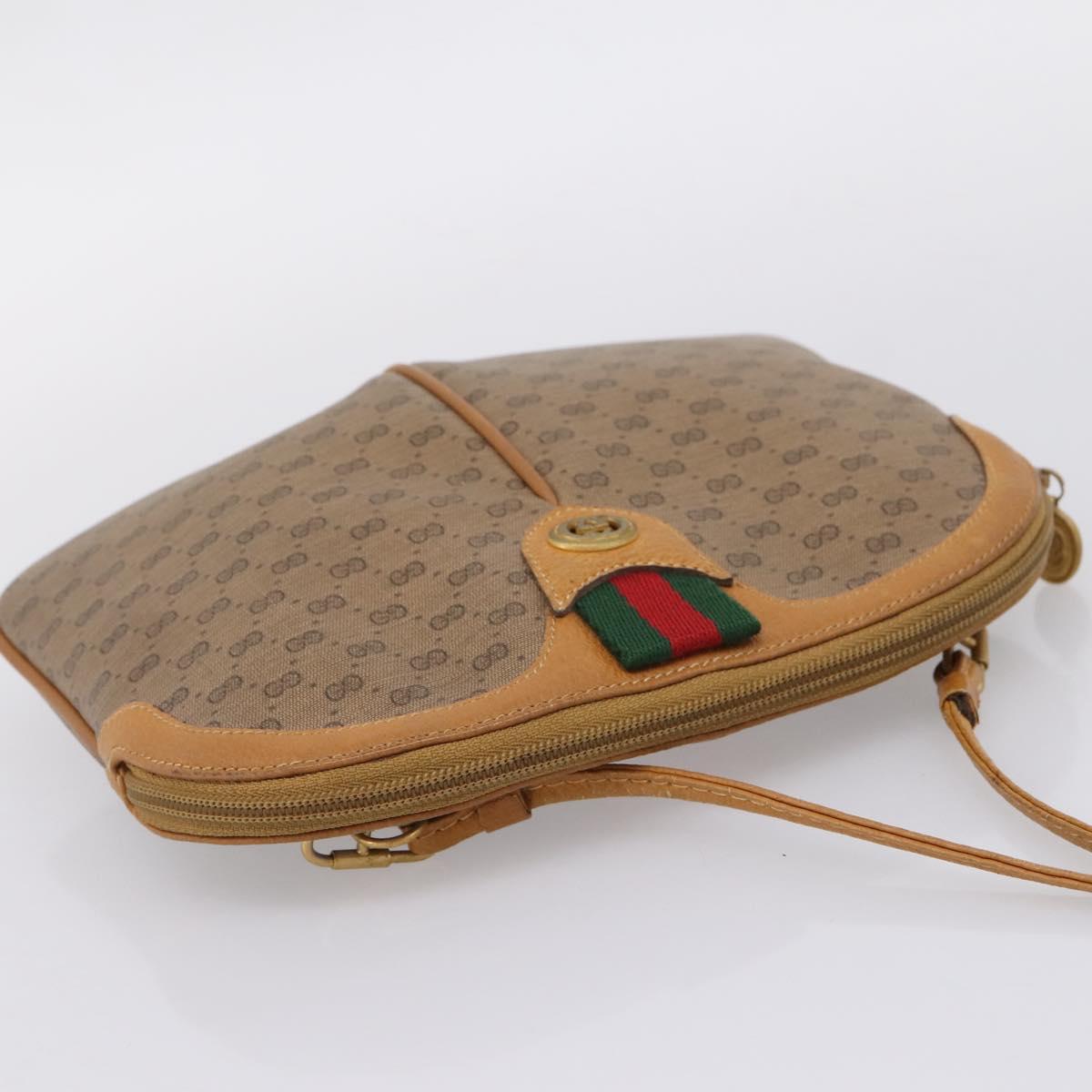 GUCCI Micro GG Web Sherry Line Shoulder Bag PVC Brown 904 02 047 Auth 209155