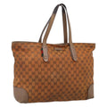 GUCCI GG Canvas Tote Bag Orange Gold Tone 308928 Auth 209372