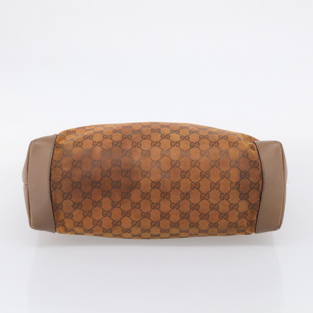 GUCCI GG Canvas Tote Bag Orange Gold Tone 308928 Auth 209372