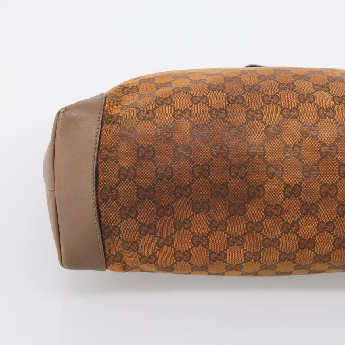GUCCI GG Canvas Tote Bag Orange Gold Tone 308928 Auth 209372