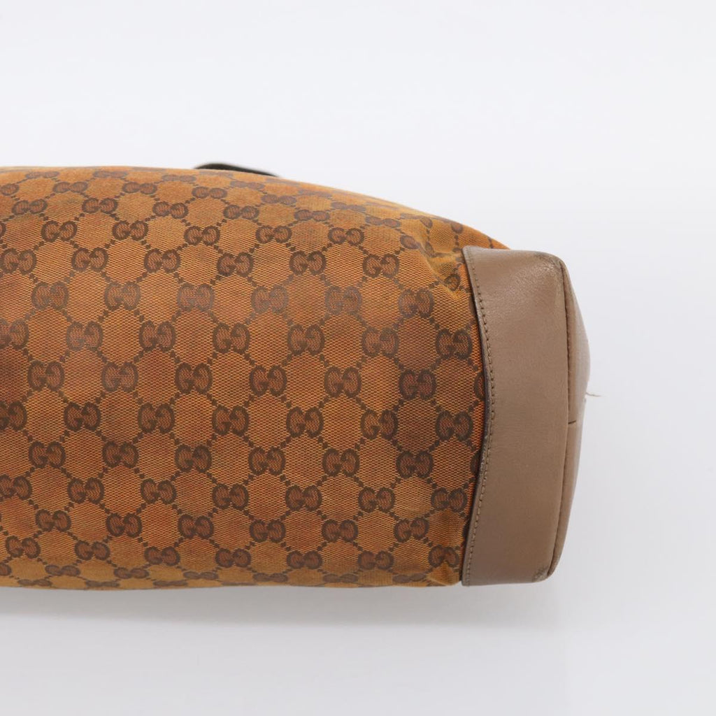 GUCCI GG Canvas Tote Bag Orange Gold Tone 308928 Auth 209372