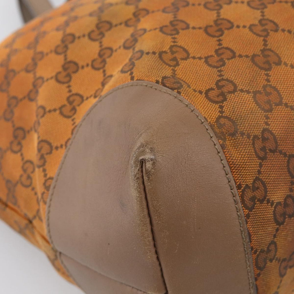 GUCCI GG Canvas Tote Bag Orange Gold Tone 308928 Auth 209372