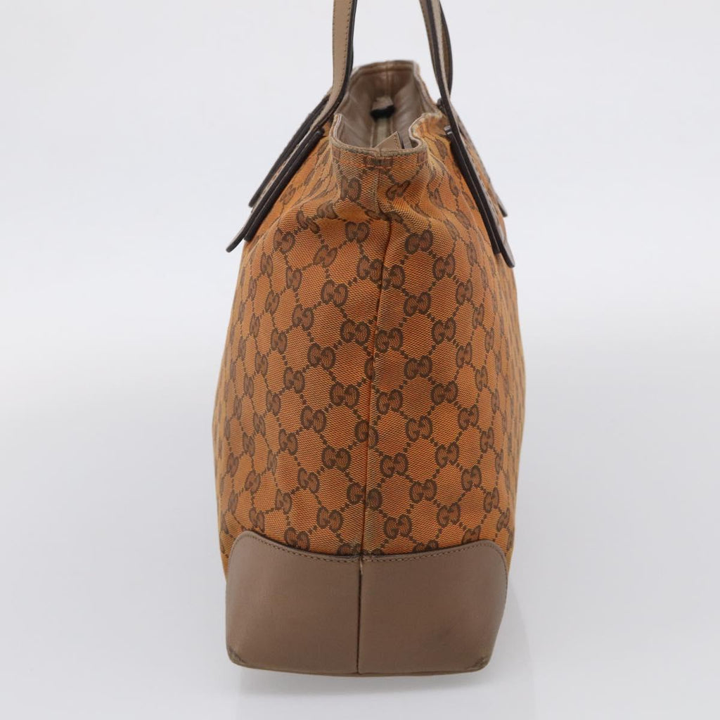 GUCCI GG Canvas Tote Bag Orange Gold Tone 308928 Auth 209372
