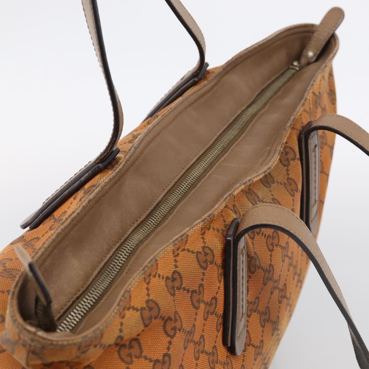 GUCCI GG Canvas Tote Bag Orange Gold Tone 308928 Auth 209372