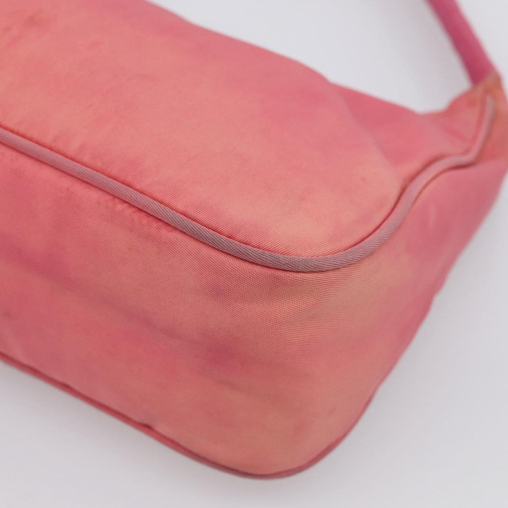 PRADA Hand Bag Nylon Pink Silver Auth 209399