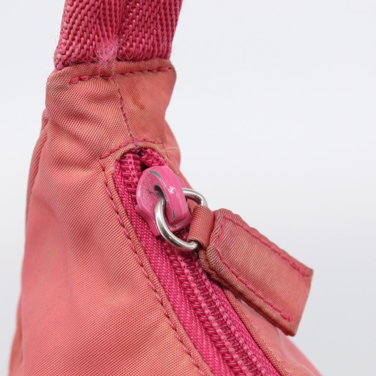 PRADA Hand Bag Nylon Pink Silver Auth 209399