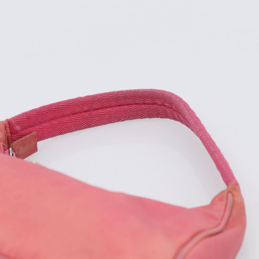PRADA Hand Bag Nylon Pink Silver Auth 209399