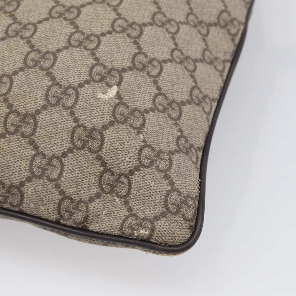 GUCCI GG Supreme Shoulder Bag PVC Beige Silver 141626 Auth 209406