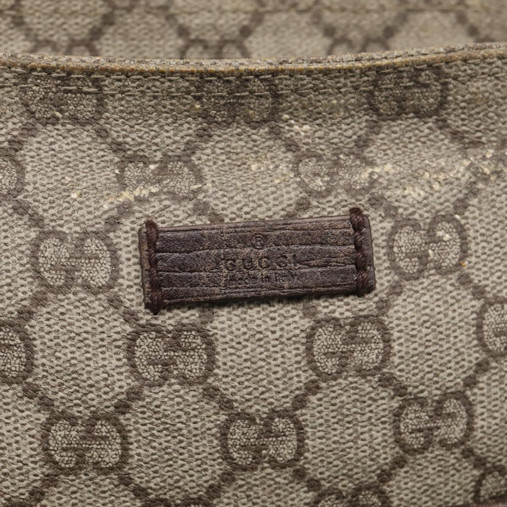 GUCCI GG Supreme Shoulder Bag PVC Beige Silver 141626 Auth 209406