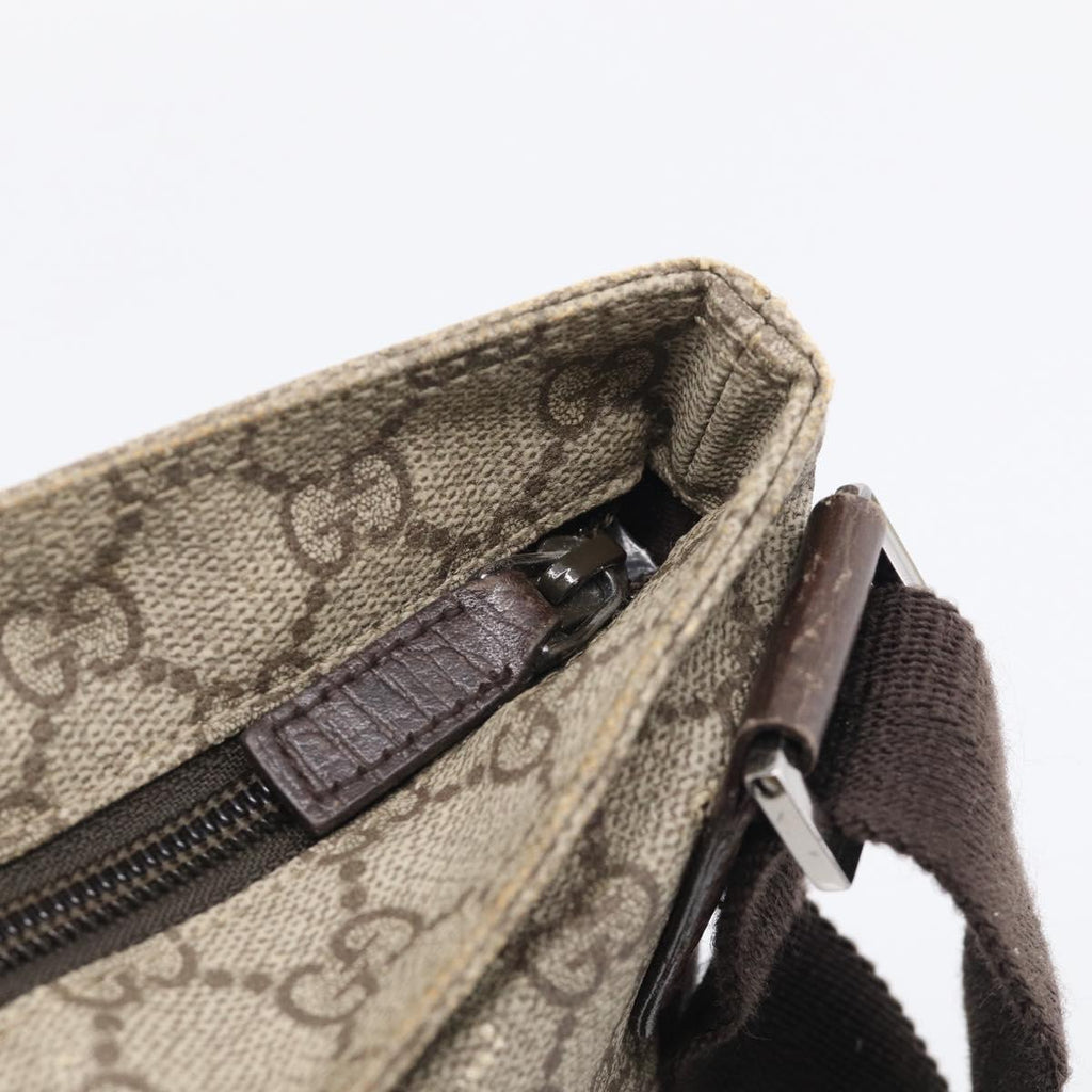 GUCCI GG Supreme Shoulder Bag PVC Beige Silver 141626 Auth 209406