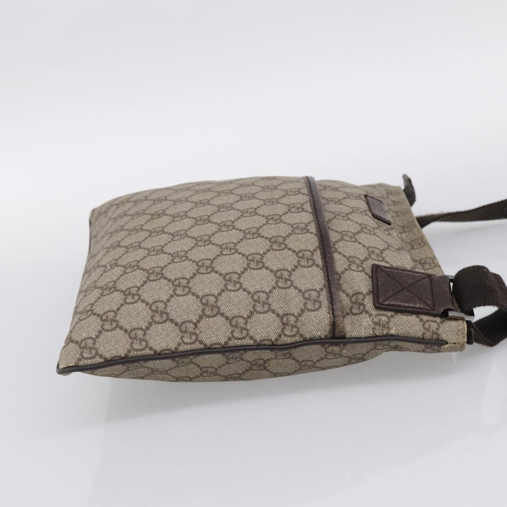 GUCCI GG Supreme Shoulder Bag PVC Beige Silver 141626 Auth 209406