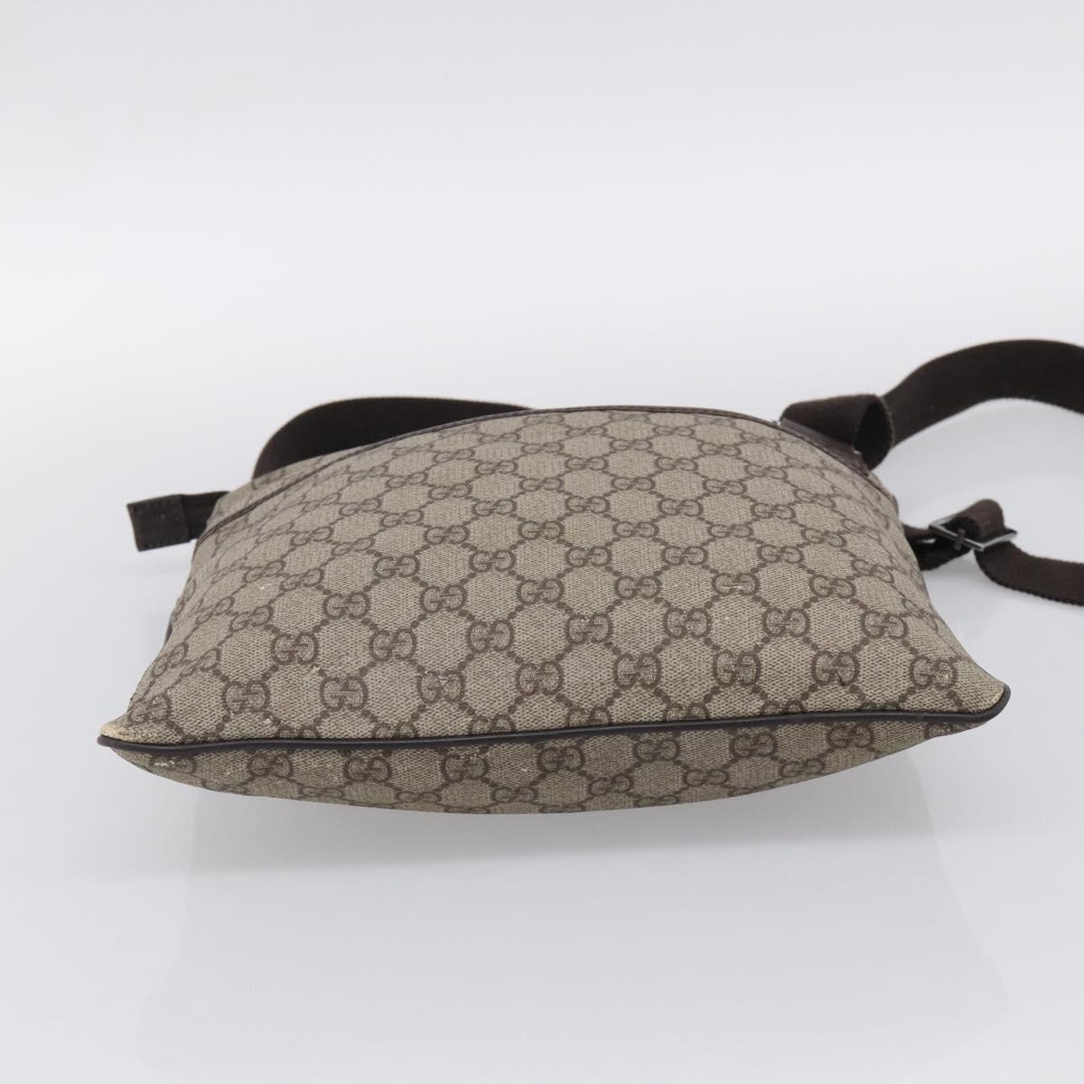 GUCCI GG Supreme Shoulder Bag PVC Beige Silver 141626 Auth 209406