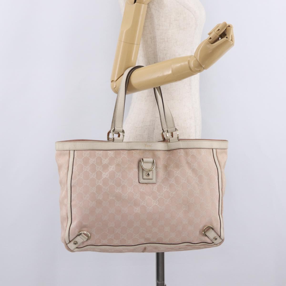 GUCCI GG Canvas Tote Bag Pink Gold 141472 Auth 209435