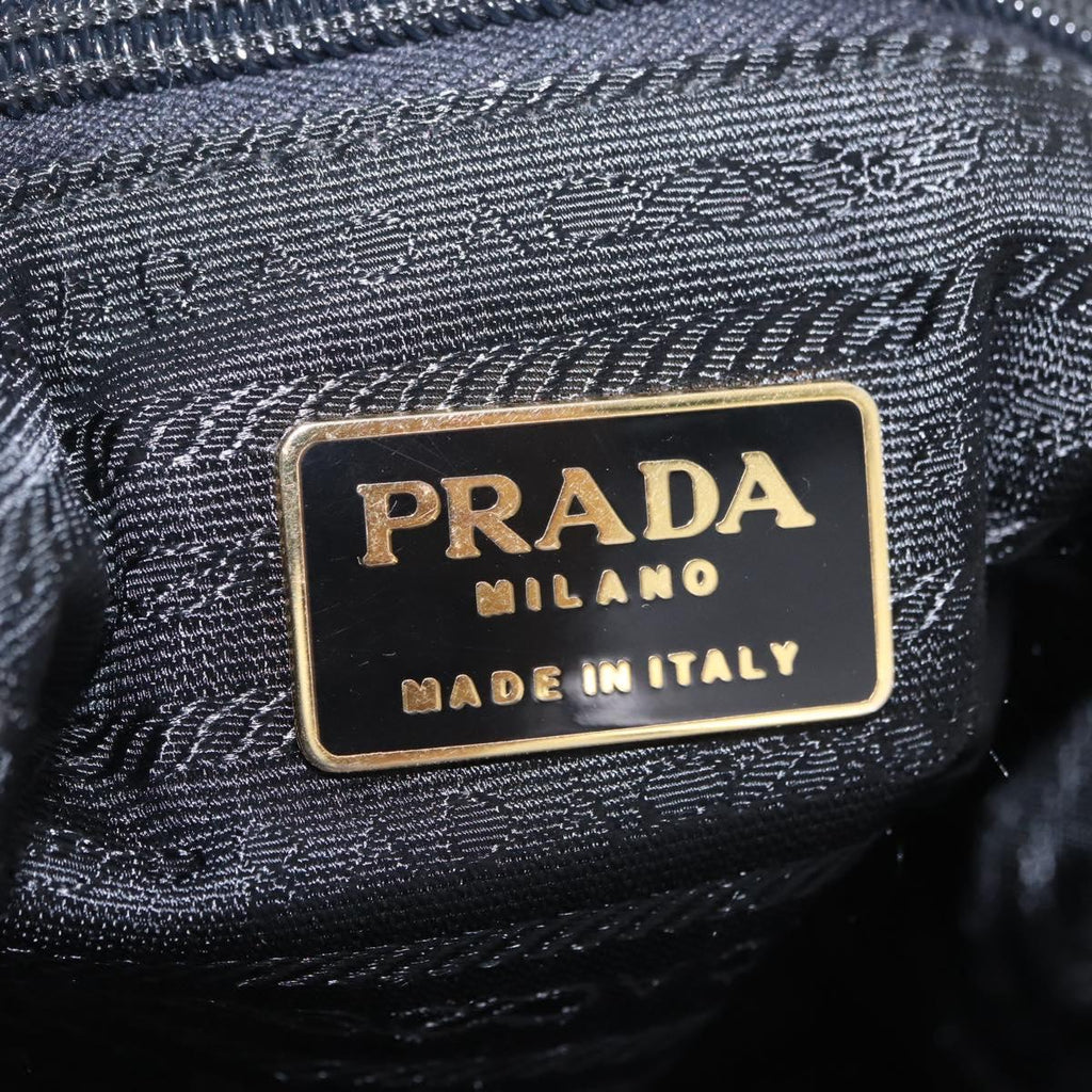 PRADA Chain Shoulder Bag Leather Black Gold Auth 209449V