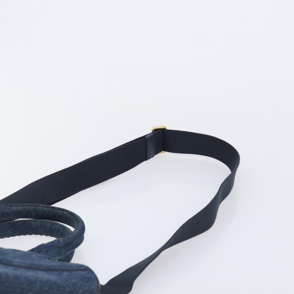 PRADA Canapa Hand Bag Denim 2way Blue Gold Auth 209488V