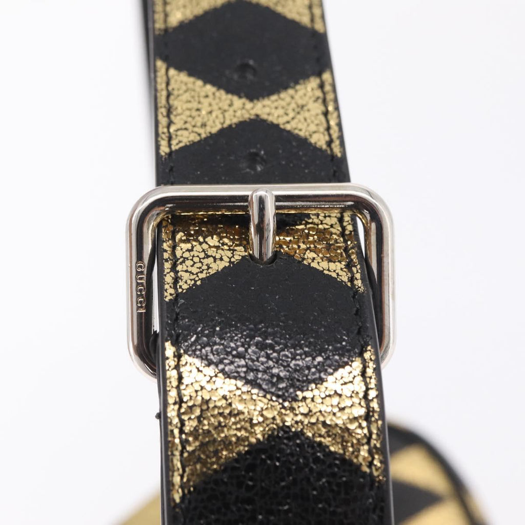GUCCI Waist Bag Leather Gold Silver 605112 Auth 209520V
