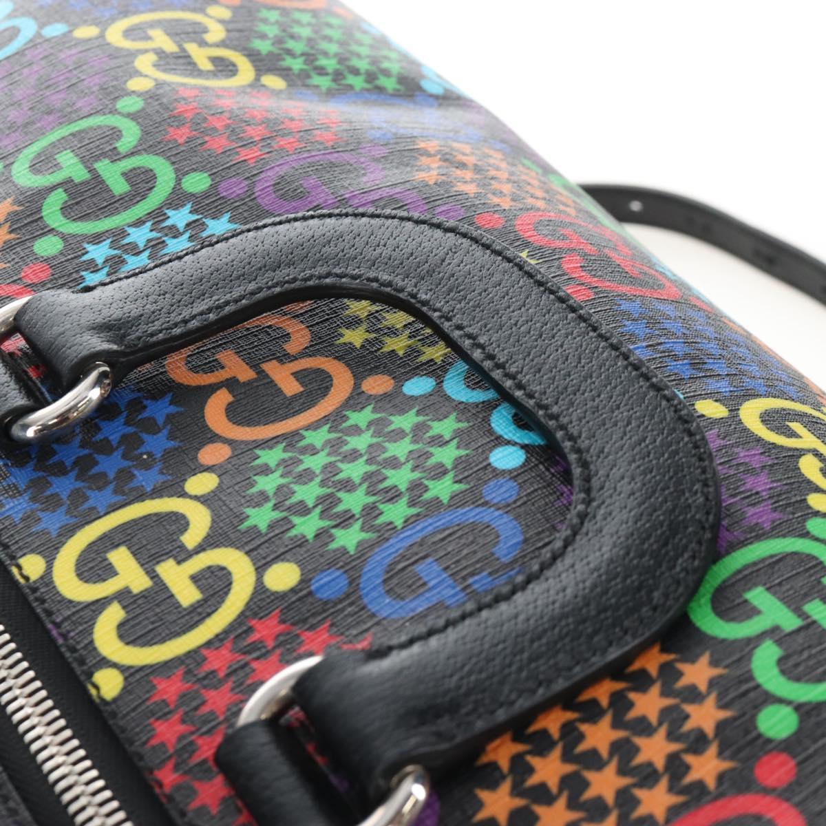 GUCCI GG Psychedelic Boston Bag PVC 2way Multicolor Silver 602619 Auth 209553M