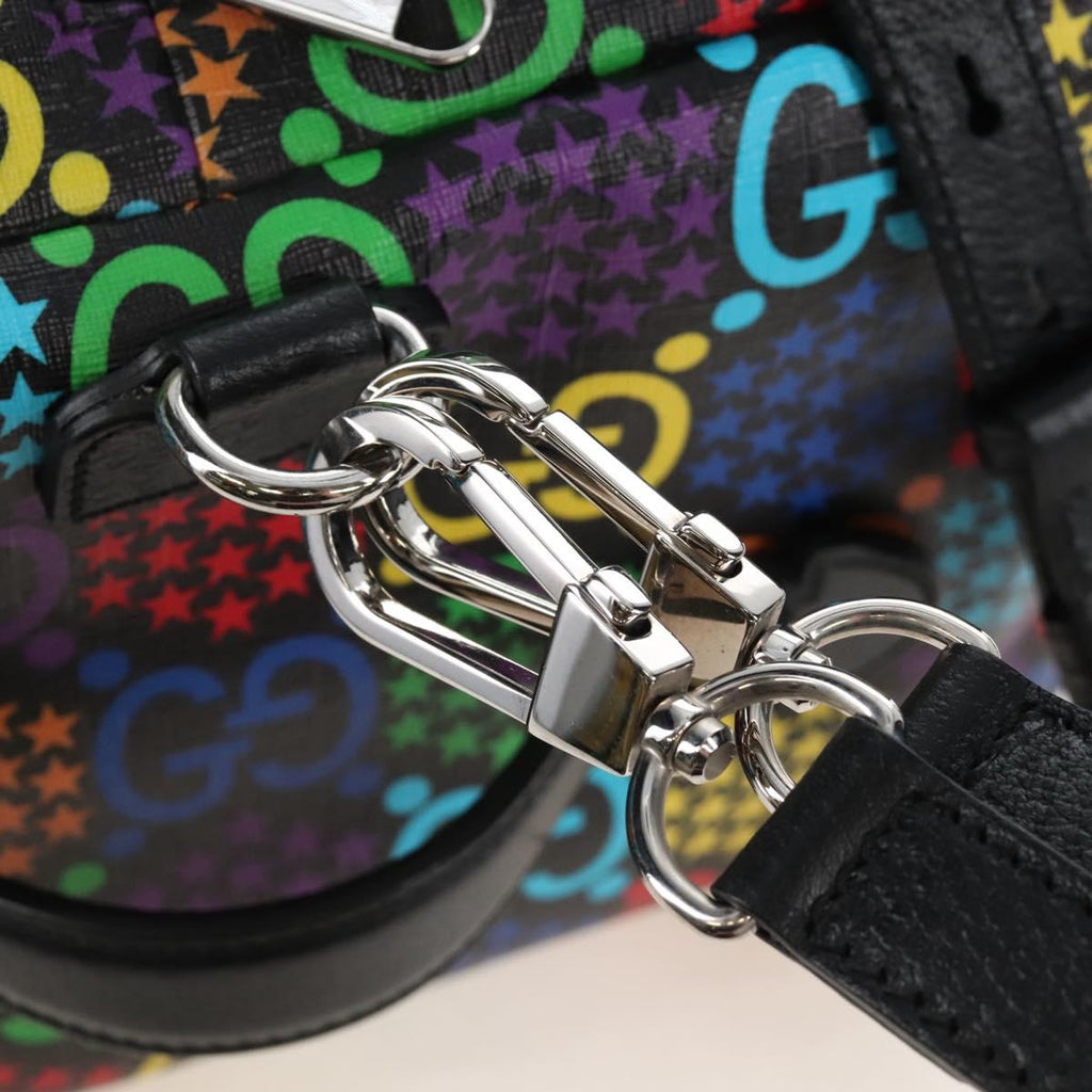 GUCCI GG Psychedelic Boston Bag PVC 2way Multicolor Silver 602619 Auth 209553M