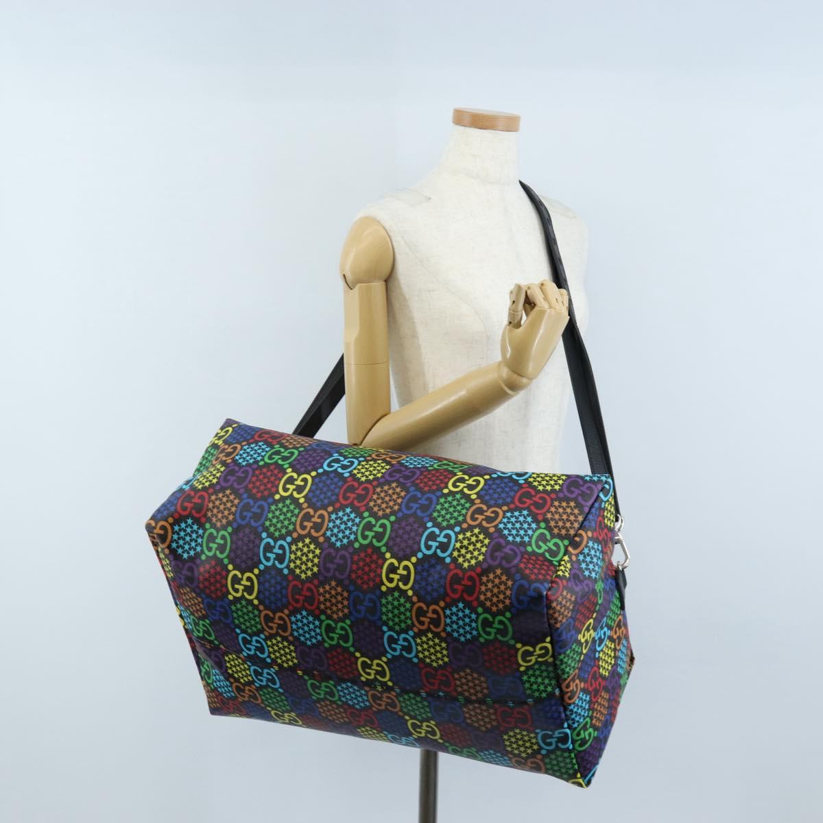 GUCCI GG Psychedelic Boston Bag PVC 2way Multicolor Silver 602619 Auth 209553M
