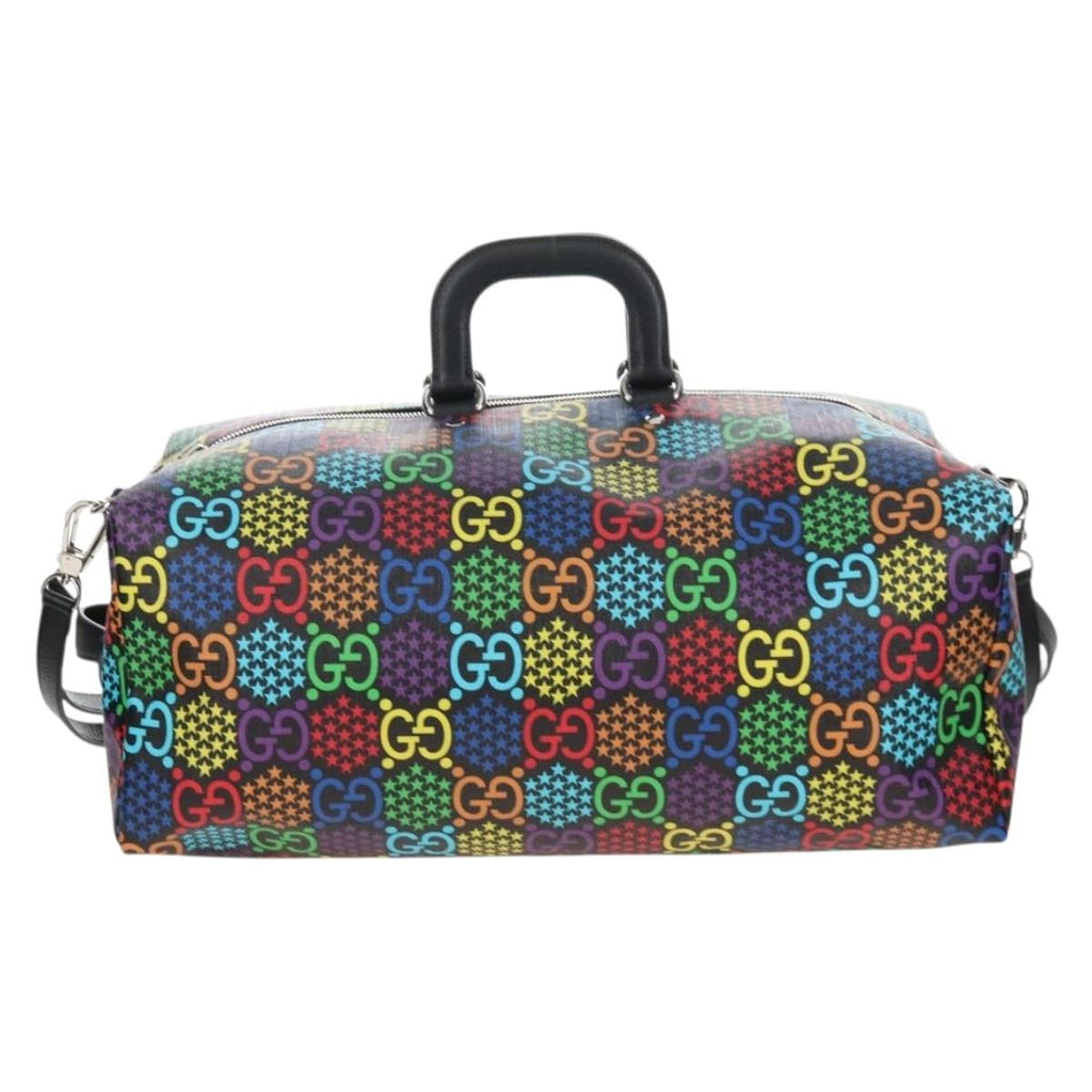 GUCCI GG Psychedelic Boston Bag PVC 2way Multicolor Silver 602619 Auth 209553M
