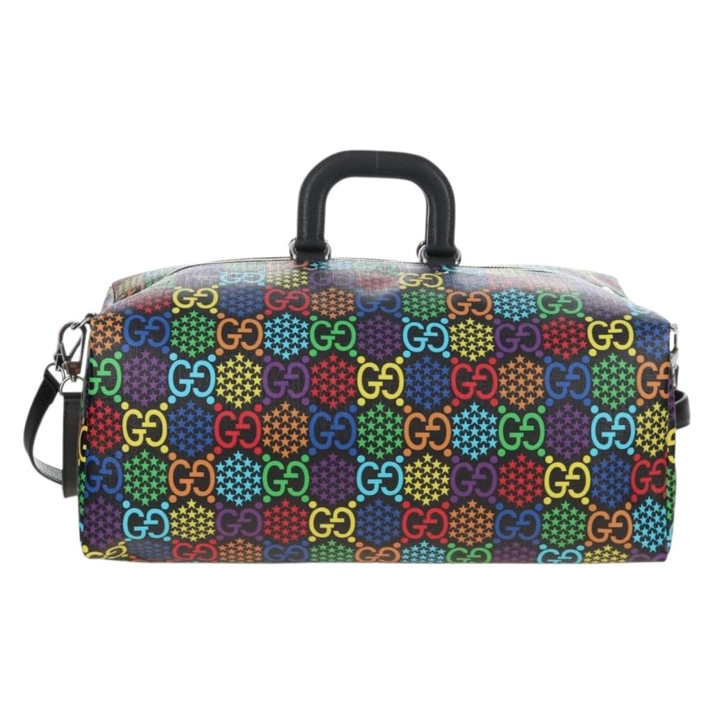 GUCCI GG Psychedelic Boston Bag PVC 2way Multicolor Silver 602619 Auth 209553M