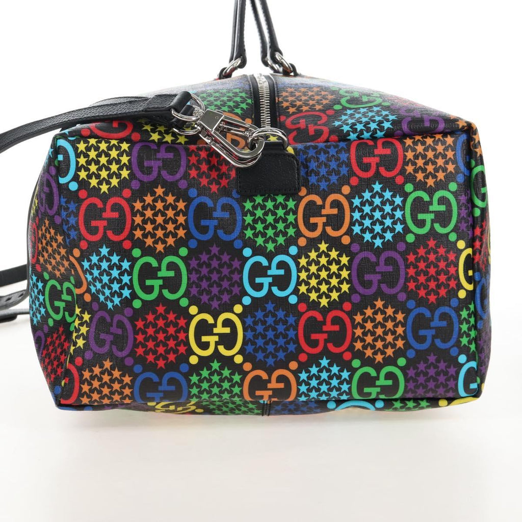 GUCCI GG Psychedelic Boston Bag PVC 2way Multicolor Silver 602619 Auth 209553M