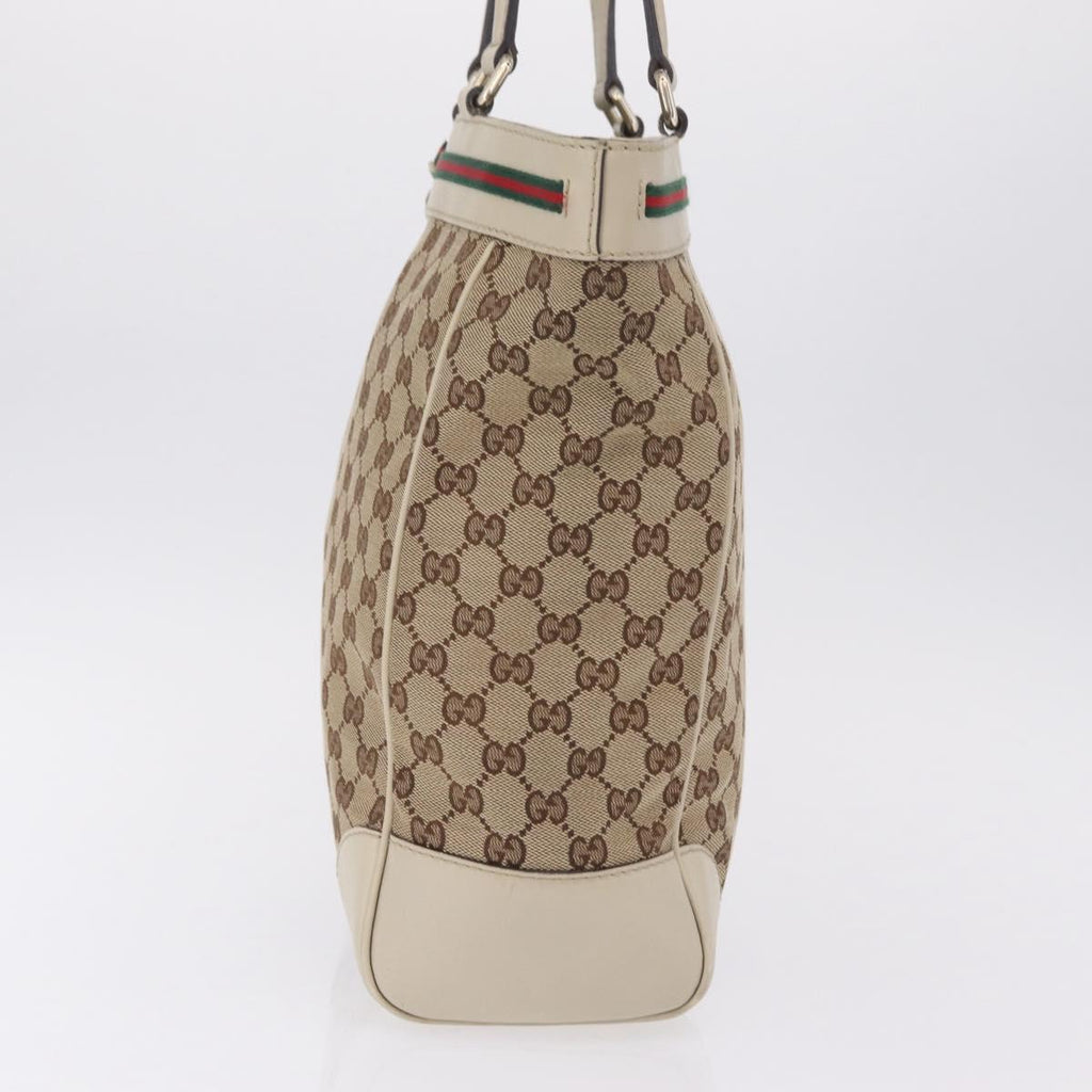 GUCCI GG Canvas Web Sherry Line Princi Tote Bag Beige Gold 257062 Auth 209706A