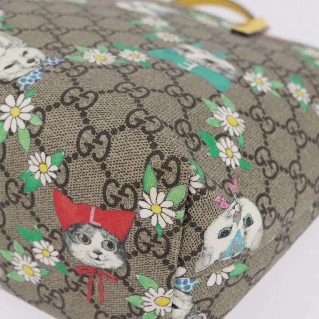 GUCCI GG Supreme Children's Hand Bag PVC Yuko Higuchi Beige 410812 Auth 209713M