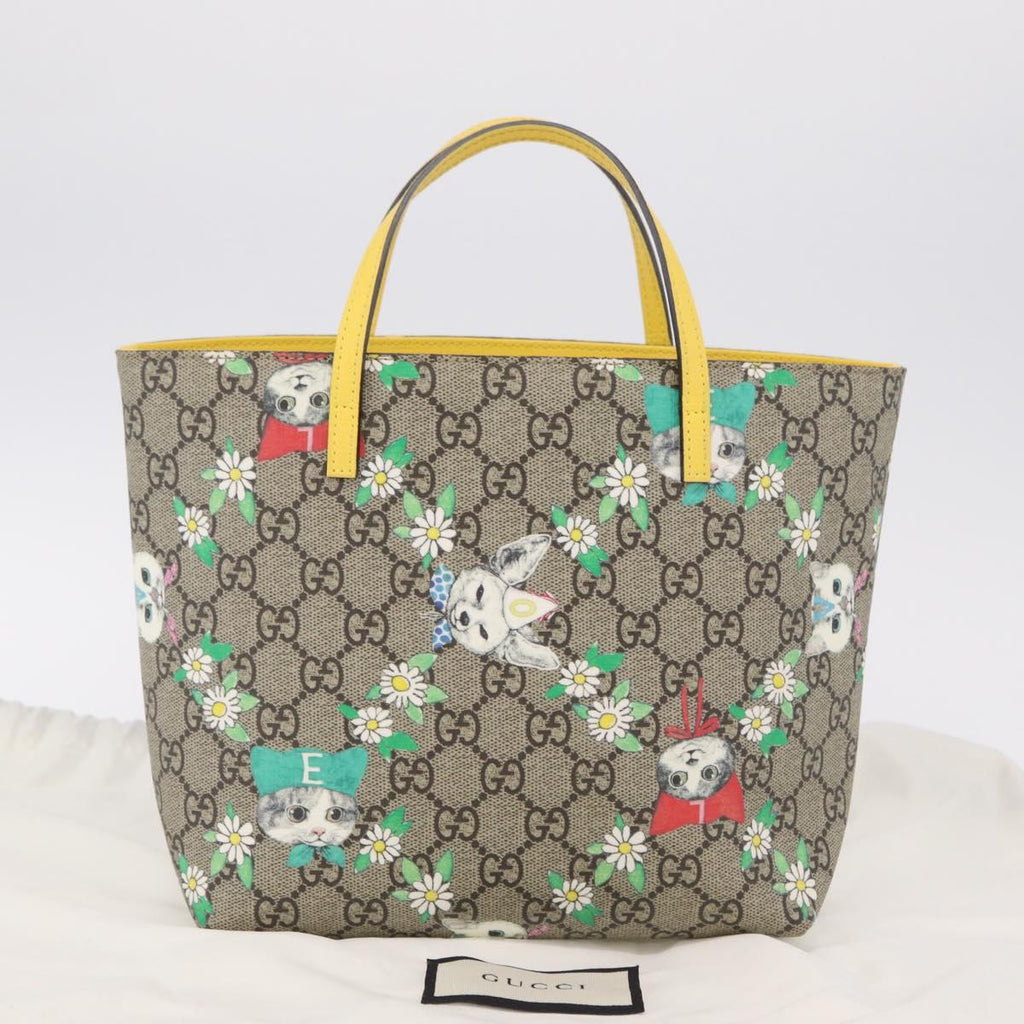 GUCCI GG Supreme Children's Hand Bag PVC Yuko Higuchi Beige 410812 Auth 209713M