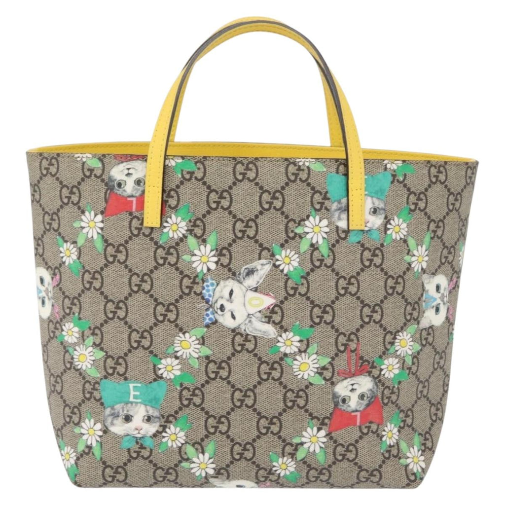 GUCCI GG Supreme Children's Hand Bag PVC Yuko Higuchi Beige 410812 Auth 209713M