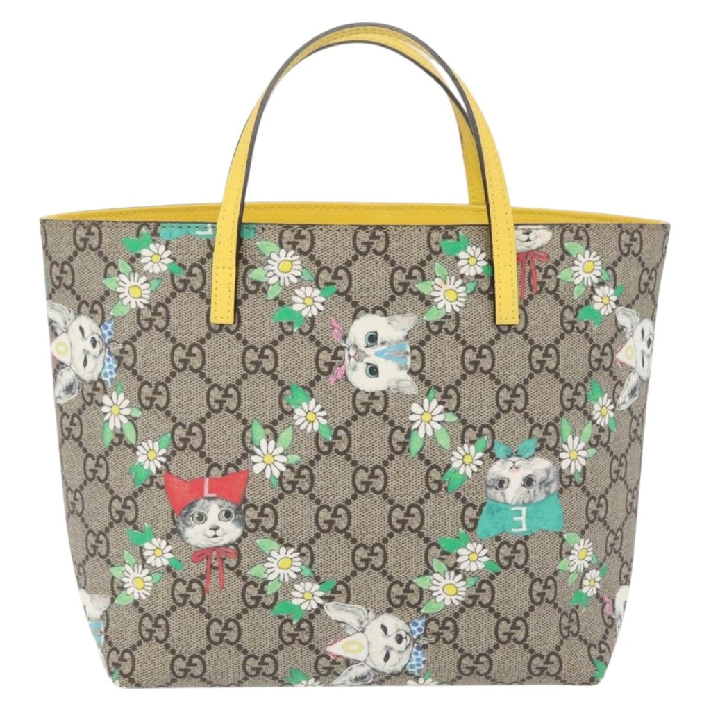 GUCCI GG Supreme Children's Hand Bag PVC Yuko Higuchi Beige 410812 Auth 209713M