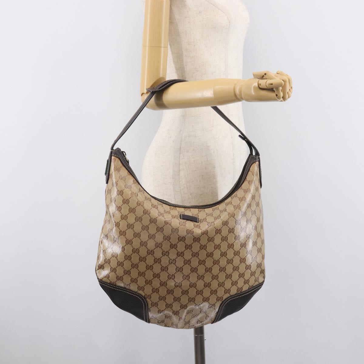 GUCCI GG Crystal Web Sherry Line Bag Coated Canvas Beige 293596 Auth 209851V