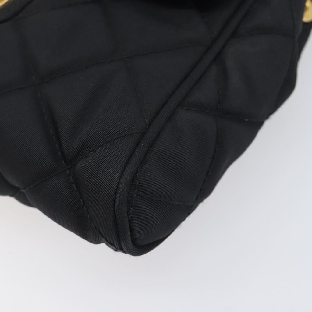 PRADA Chain Shoulder Bag Nylon Black Gold Auth 209862A