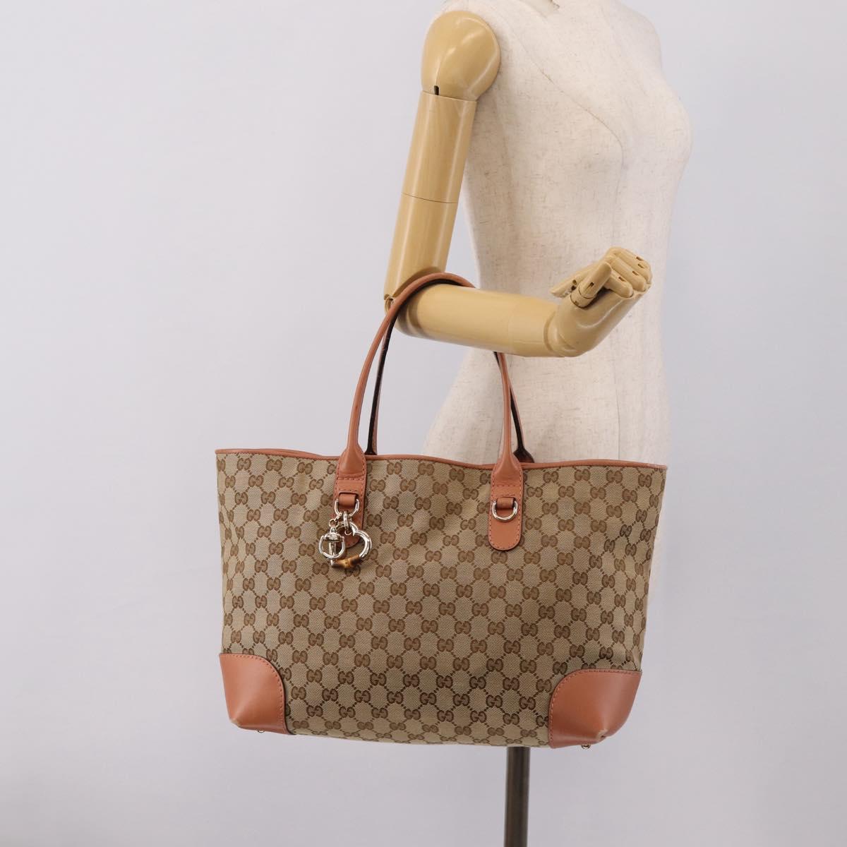 GUCCI GG Canvas Tote Bag Beige Gold 269956 Auth 209910