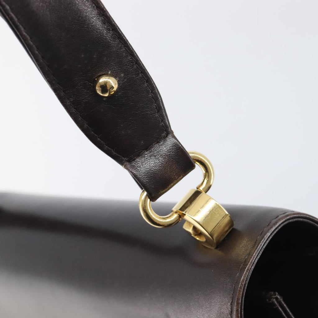 GUCCI Shoulder Bag Leather Brown Gold Auth 209924
