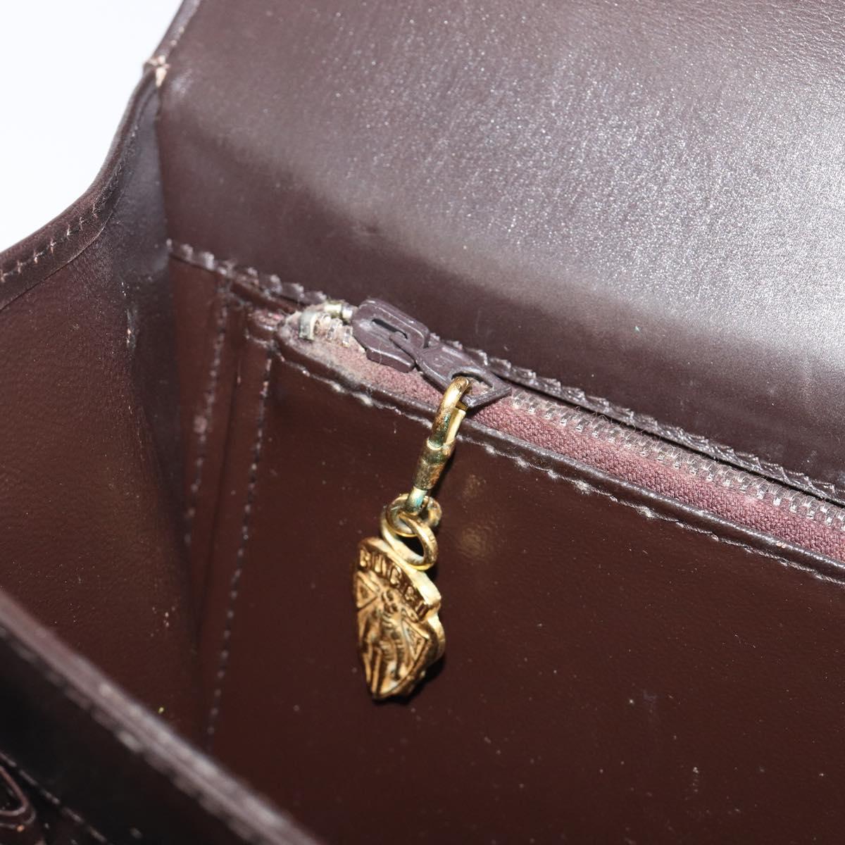 GUCCI Shoulder Bag Leather Brown Gold Auth 209924