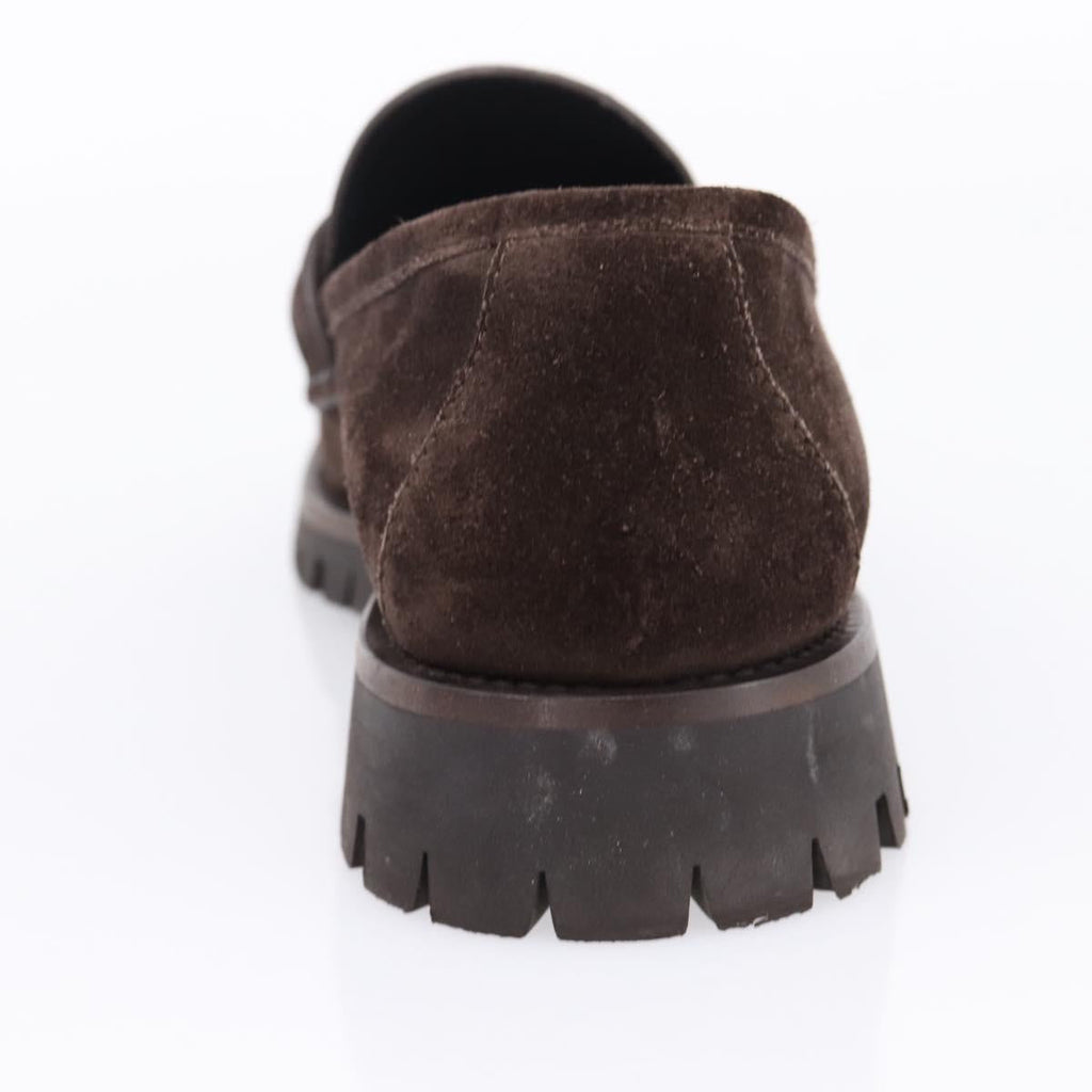 GUCCI Horsebit Loafers Suede 23.5 cm Brown Gold Auth 209950V