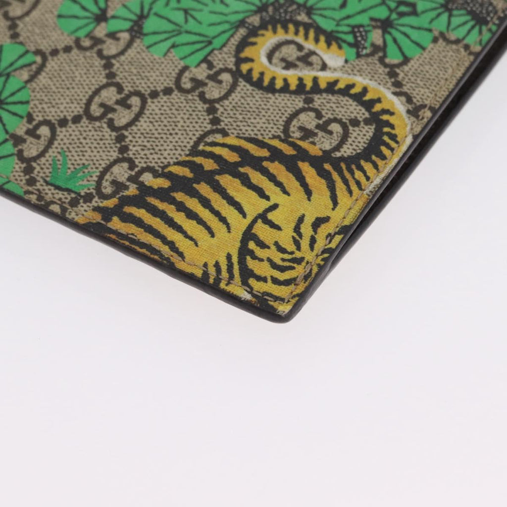 GUCCI GG Supreme Tiger Clutch Bag PVC Leather Beige Gold 451473 Auth 210006V