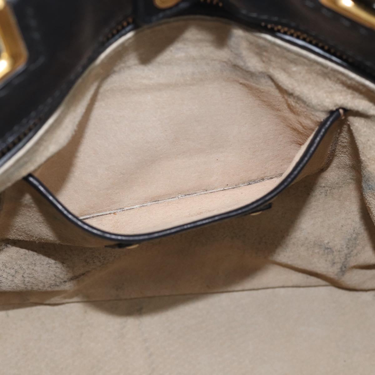 PRADA Hand Bag Vittero Dino Leather 2way Black Gold Auth 210036A