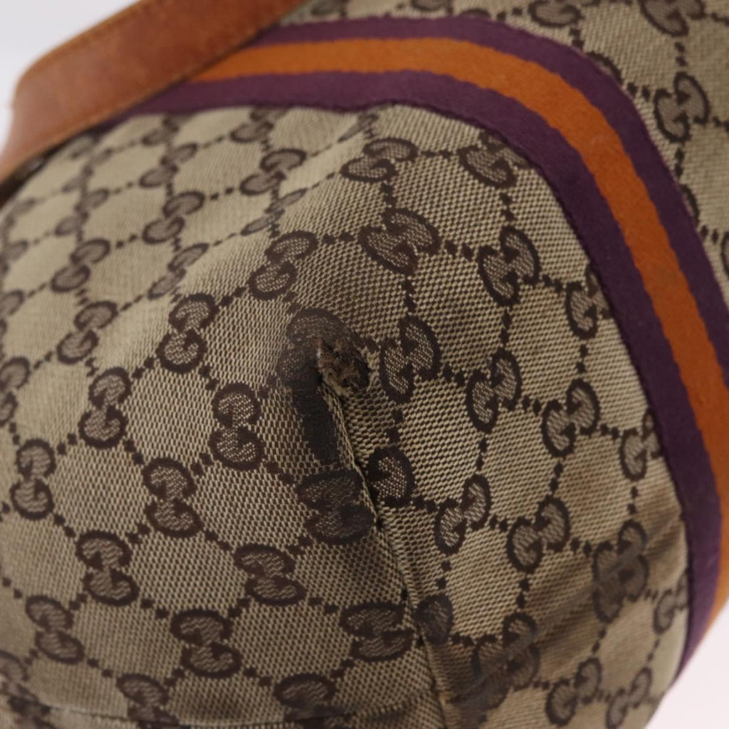 GUCCI GG Canvas Sherry Line Tote Bag Beige Gold 139260 Auth 210127