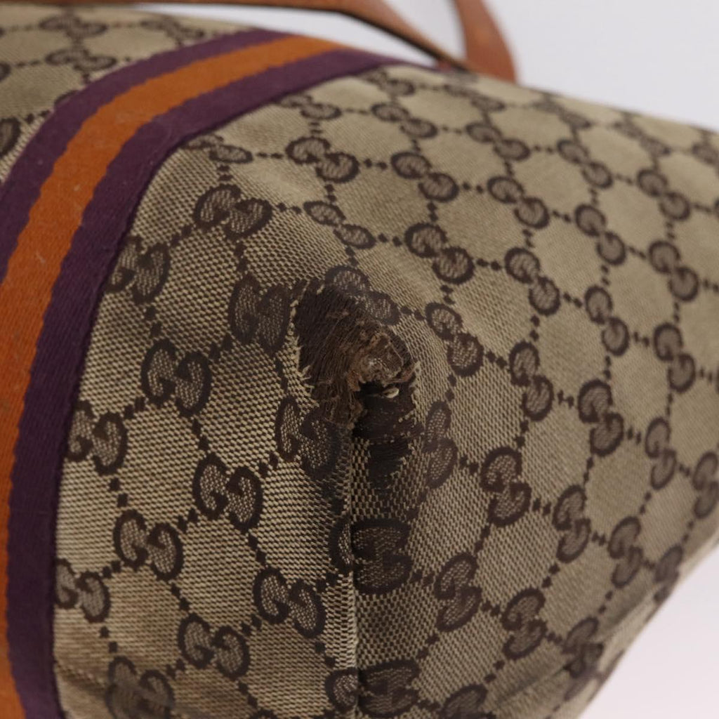 GUCCI GG Canvas Sherry Line Tote Bag Beige Gold 139260 Auth 210127